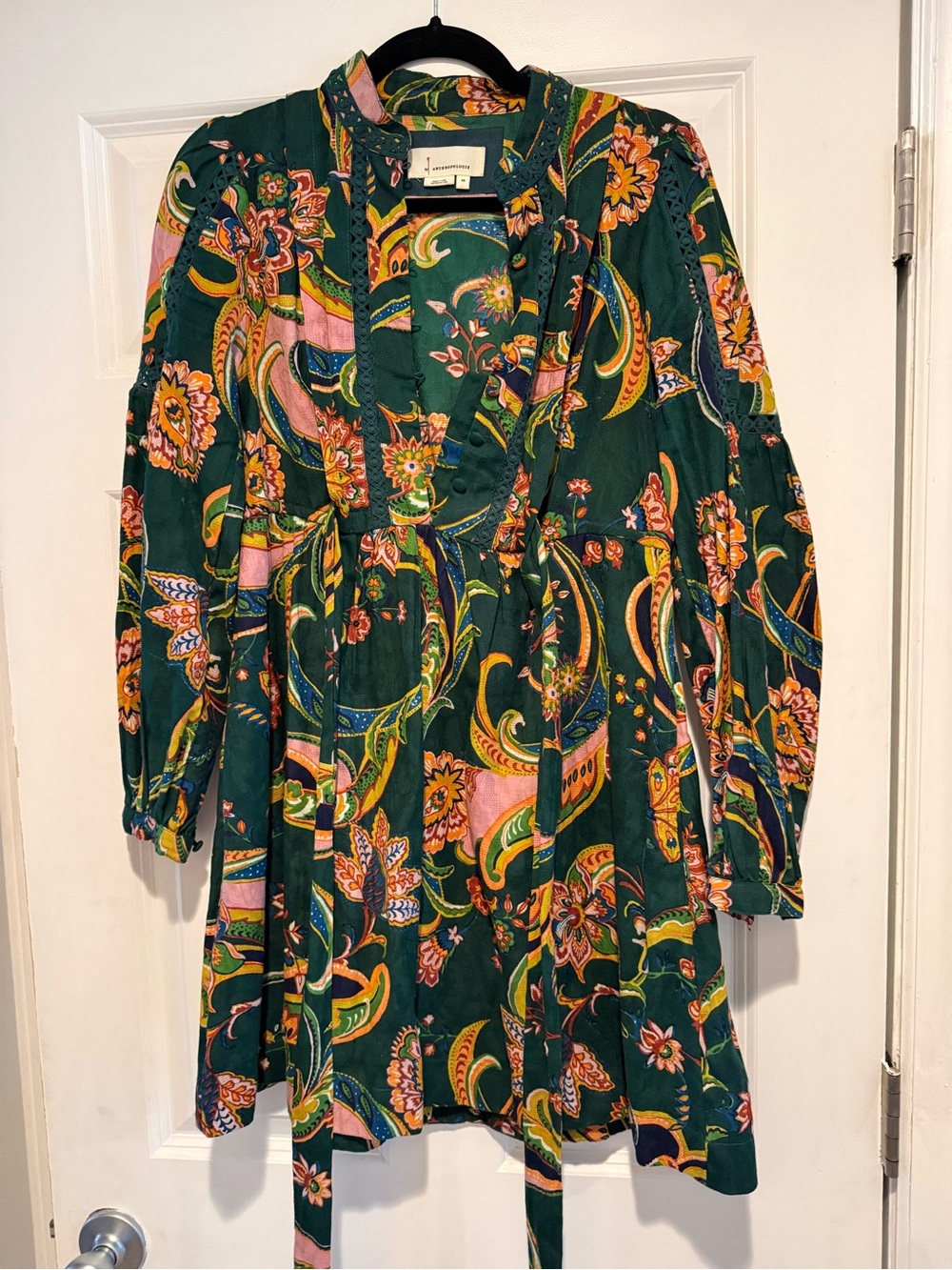 Anthropologie Bohemian Paisley Green Tunic Dress